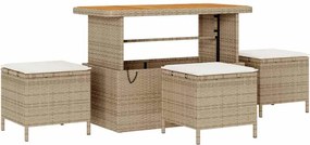 vidaXL Σετ Καναπέ Κήπου με μαξιλάρι 14 pcs Μπεζ Πολυ ράταν