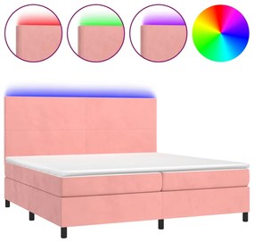 ΚΡΕΒΑΤΙ BOXSPRING ΜΕ ΣΤΡΩΜΑ &amp; LED ΡΟΖ 200X200 ΕΚ. ΒΕΛΟΥΔΙΝΟ 3136028