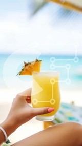 Σετ των 2 Intra Συλλεκτικό Ξύλινο Παζλ Plywood 4mm - Γυναίκα με ρόφημα με γεύση ανανά στην παραλία Σε Ξύλινο Κουτί - Διαστάσεις: 10x10 cm – 25 κομμάτια