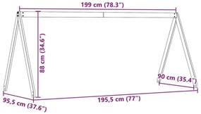 Οροφή Κρεβατιού Παιδική Λευκό 199x95,5x88 εκ. Μασίφ Ξύλο Πεύκου - Λευκό