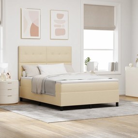 vidaXL Κρεβάτι με ελατήρια και στρώμα κρεμ 140x200 εκ. Ύφασμα