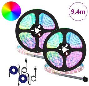 vidaXL Λωρίδα LED 2 pcs Μαύρο και Διαφανές 4700 χιλ