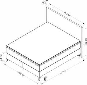 Double Bed Base &amp; Headboard Rise 160 x 200 - Dark Grey Dark Grey