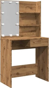 vidaXL Κομοδίνο με LED Artisan Oak 74,5x40x141 cm