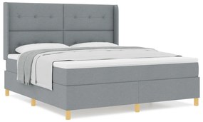 vidaXL κρεβάτι Box Spring με στρώμα  γκρι φωτεινό 180x200 εκ. υφάσματος