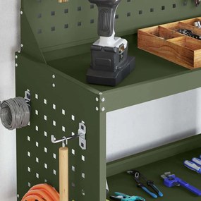 vidaXL Καρότσι εργαλείων με ράφι Λαδί 65 x 35 x 111 εκ Κρύα χάλυβας