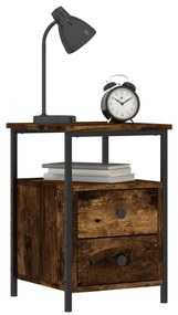 vidaXL Κομοδίνο 2 τεμ. Καπνιστή Δρυς 34x35,5x50 εκ. Επεξεργασμένο Ξύλο
