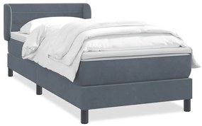 vidaXL Κρεβάτι Boxspring με Στρώμα Σκούρο Γκρι 100x210 εκ. Βελούδινο