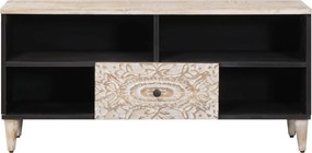 vidaXL Ντουλάπι TV Λευκό 100 x 33,5 x 46 εκ Στερεό ξύλο μάνγκο