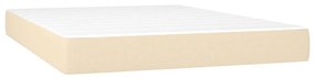 vidaXL Κρεβάτι Boxspring με Στρώμα &amp; LED Κρεμ 140x190 εκ. Υφασμάτινο