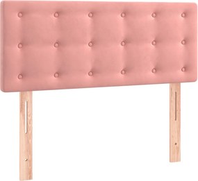 vidaXL Κρεβάτι Boxspring με Στρώμα &amp; LED Ροζ 90x200 εκ. Βελούδινο