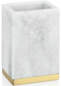 Ποτηροθήκη Modern AH-BA68123 7x5x10,5cm Marble Effect White-Gold Andrea House Steel,Polyresin