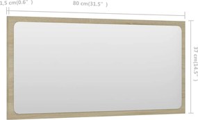 VidaXL Καθρέφτης Μπάνιου Sonoma Δρυς 80 x 1,5 x 37 εκ. Μοριοσανίδα