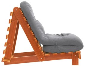 Καναπές Κρεβάτι Futon με Στρώμα 60x206x11 εκ. Μασίφ Ξύλο Πεύκου - Καφέ