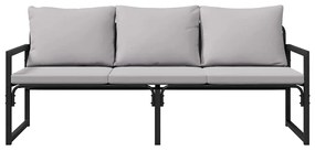 vidaXL Εξωτερικά Έπιπλα με μαξιλάρι Μαύρο 180 x 72.5 x 71 εκ. Ατσάλι