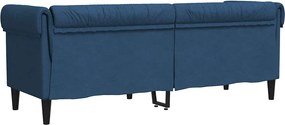 vidaXL Καναπές Τριθέσιος Chesterfield Μπλε Υφασμάτινος
