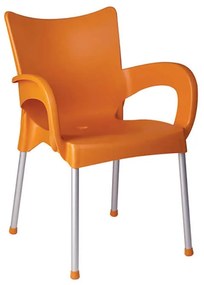 Πολυθρόνα Στοιβαζόμενη ROMEO Πορτοκαλί PP/Αλουμίνιο 58x53x83cm