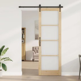 vidaXL Συρόμενη Πόρτα Χειροκίνητος Καφέ 78 x 232 cm Ξύλο και μέταλλο