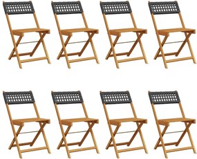 vidaXL Πτυσσόμενες καρέκλες 8 τεμαχίων από μαύρο πολυεστέρα και μασίφ ξύλο
