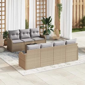 vidaXL Σετ Καναπέ Κήπου 8 pcs Μπεζ 55 x 55 x 37 εκ Πολυ ράταν