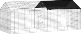 vidaXL Κλουβί Κουνελιού Ασημί 200 x 78 x 78 εκ. Επικαλυμμένος Χάλυβας