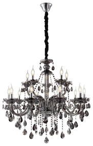 Artekko Chandelier Kiky Πολυέλαιος 15φωτος Ανθρακί Κρύσταλλο (90x90x90)cm Artekko 023-3020