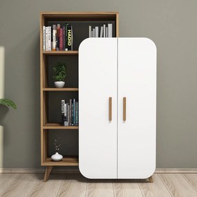Βιβλιοθήκη Καρυδί / Λευκό DRINO 90x32x132