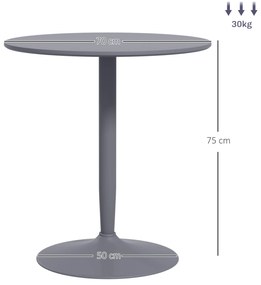 HOMCOM Τραπέζι Τραπεζαρίας για 2 άτομα, στρογγυλή επιφάνεια, ατσάλινο πόδι, Γκρι, 70 x 70 x 75 cm