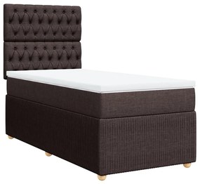 Κρεβάτι Boxspring με Στρώμα Σκούρο Καφέ 90x200 εκ. Υφασμάτινο - Καφέ