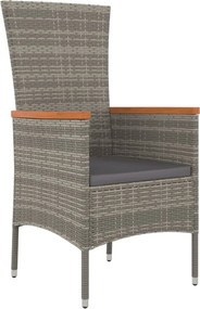 vidaXL Σετ Τραπεζαρίας Κήπου 9 τεμ. Γκρι Συνθ. Ρατάν με Μαξιλάρια