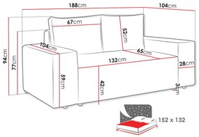 Καναπές - κρεβάτι Malaga I διθέσιος-Gkri Anoixto