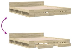 vidaXL Πλαίσιο Κρεβατιού με συρτάρια Sonoma Δρυς 200x200εκ. Επεξ. Ξύλο