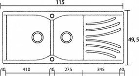 Sanitec Classic 323 (115×50) - Γρανιτένιος νεροχύτης - Granite Celtic Stone