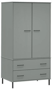 vidaXL Ντουλάπα OSLO Γκρι 90x55x172,5 εκ. Μασίφ Ξύλο με Μετ. Πόδια