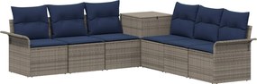 vidaXL Σετ Καναπέ 7 τμχ. Γκρι και Navy Blue Πολυ-ρακί και Χάλυβας