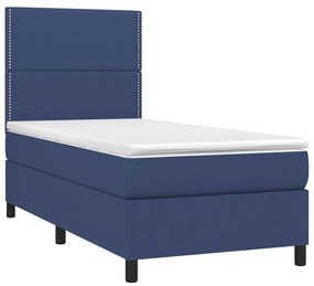 Κρεβάτι Boxspring με Στρώμα Μπλε 100 x 200 εκ. Υφασμάτινο - Μπλε