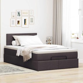 vidaXL Ottoman Κρεβάτι με Στρώμα Σκούρο Καφέ 120x200cm Ύφασμα