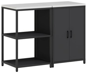 vidaXL Σετ Αποθήκευσης Κουζίνας με ράφι 2 pcs Μαύρο 120 x 50 x 92 εκ.