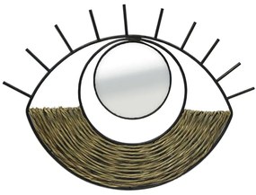 Καθρέπτης Τοίχου Mati 11-0305 59x2x44cm Natural-Black Metal,Seagrass