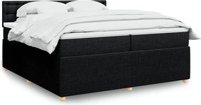 vidaXL Κρεβάτι Boxspring με Στρώμα Μαύρο 200x200 εκ. Υφασμάτινο