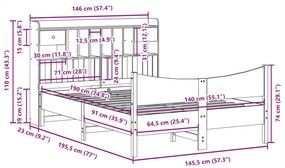 ΣΚΕΛΕΤΟΣ ΚΡΕΒΑΤΙΟΥ ΧΩΡΙΣ ΣΤΡΩΜΑ 140X190 ΕΚ ΜΑΣΙΦ ΞΥΛΟ ΠΕΥΚΟΥ 3323389