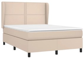 vidaXL Κρεβάτι Boxspring με Στρώμα Καπουτσίνο 140x190εκ.από Συνθ.Δέρμα