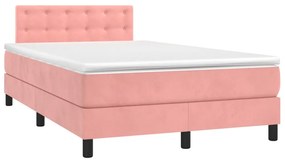 vidaXL Κρεβάτι Boxspring με Στρώμα Ροζ 120x200 εκ. Βελούδινο