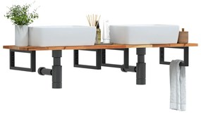 Ράφι Νιπτήρα Τοίχου από Ατσάλι / Μασίφ Ξύλο Ακακίας