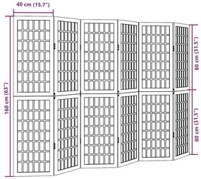 Διαχωριστικό Χώρου με 6 Πάνελ Μαύρο από Μασίφ Ξύλο Παυλώνιας - Μαύρο