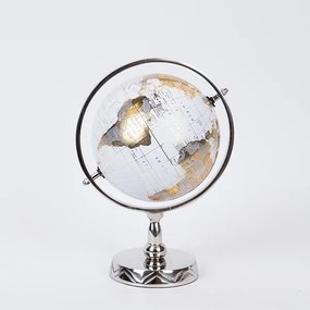 Διακοσμητική Επιτραπέζια Υδρόγειος Μεταλλική Ασημί-Λευκή-Χρυσή 18x18x28εκ. ESTHETI 752-19037