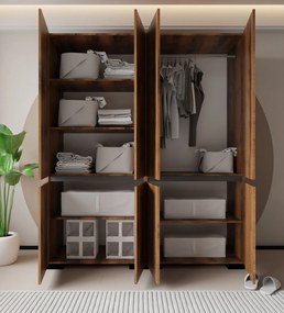 Ντουλάπα Καρυδί / Ανθρακί DREFRES 180x52x210