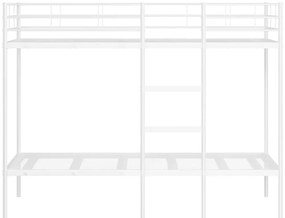 vidaXL Κουκέτα χωρίς στρώμα Λευκό 90x190 cm Ατσάλι