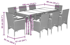 ΣΕΤ ΤΡΑΠΕΖΑΡΙΑΣ ΚΗΠΟΥ 9 ΤΕΜ. ΜΑΥΡΟ ΣΥΝΘ.ΡΑΤΑΝ/ΑΚΑΚΙΑΣ ΜΑΞΙΛΑΡΙΑ 3278632