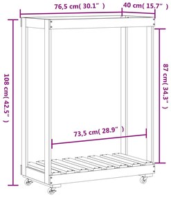 ΞΥΛΟΘΗΚΗ ΜΕ ΤΡΟΧΟΥΣ ΜΑΥΡΗ 76,5X40X108 ΕΚ. ΑΠΟ ΜΑΣΙΦ ΞΥΛΟ ΠΕΥΚΟΥ 833334